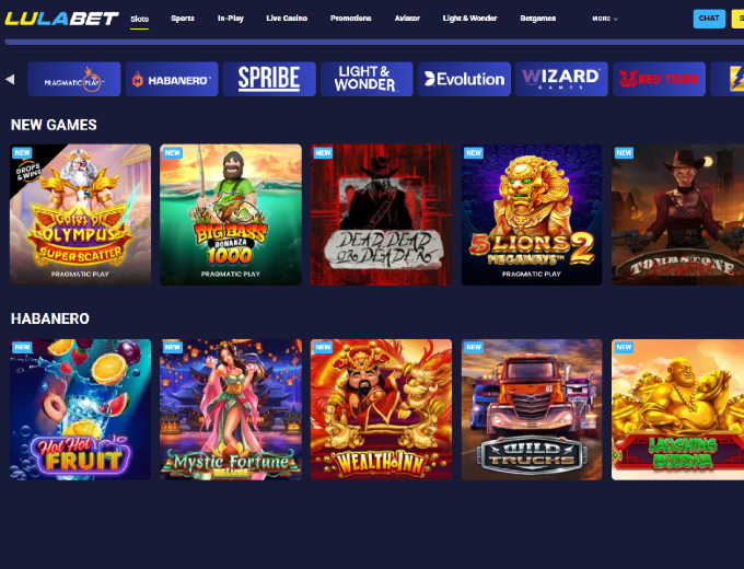 Lulabet Games Page Bet and win 