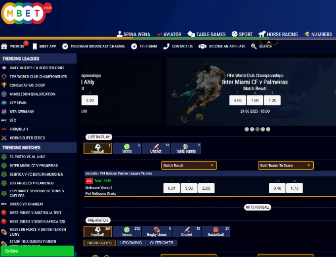 MBET Home Page Sport Bet and Win 