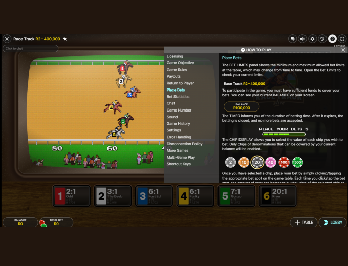 Race Track Live How To Play Bet and Win