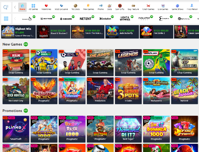 WSB Casino Page Bet and Win