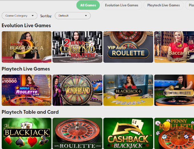 betcoza Live Games bet and win