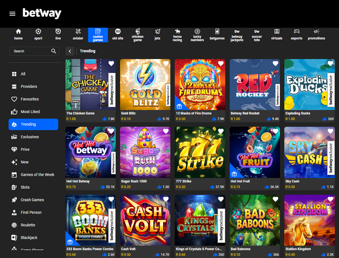 betway casino games page bet and win 