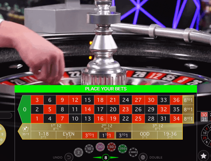 Evolution Double Ball Roulette Live betting options