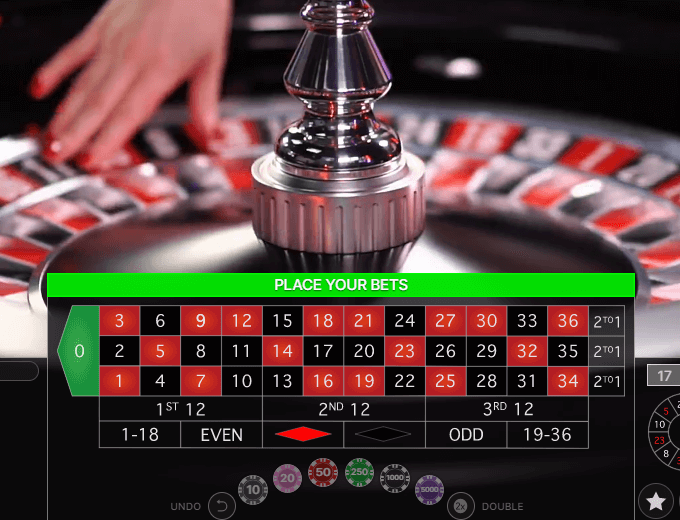 Evolution Immersive Roulette betting options