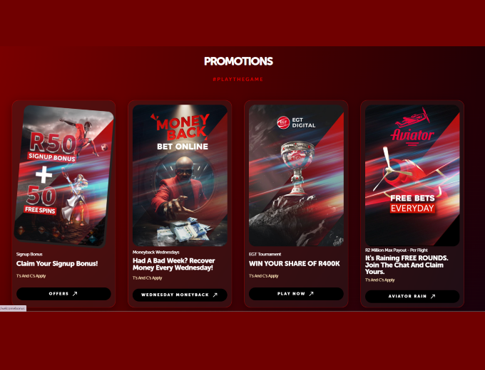 playbet Promotions Page Bet and Win 